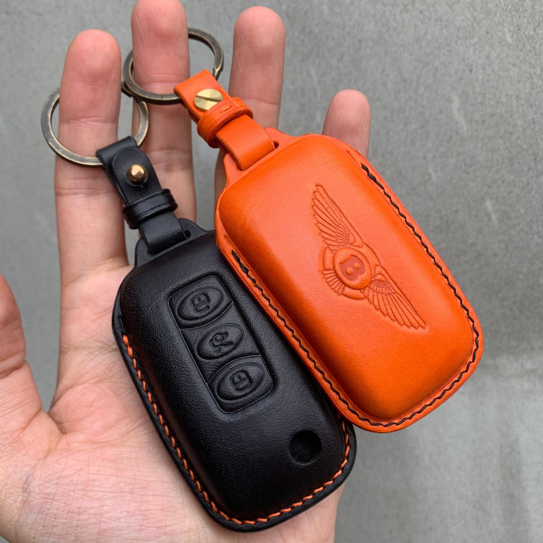 宾利 Buttero 钥匙皮套 Bentley Bentayga Flying Spur - 钥匙链/钥匙包 - 真皮 红色