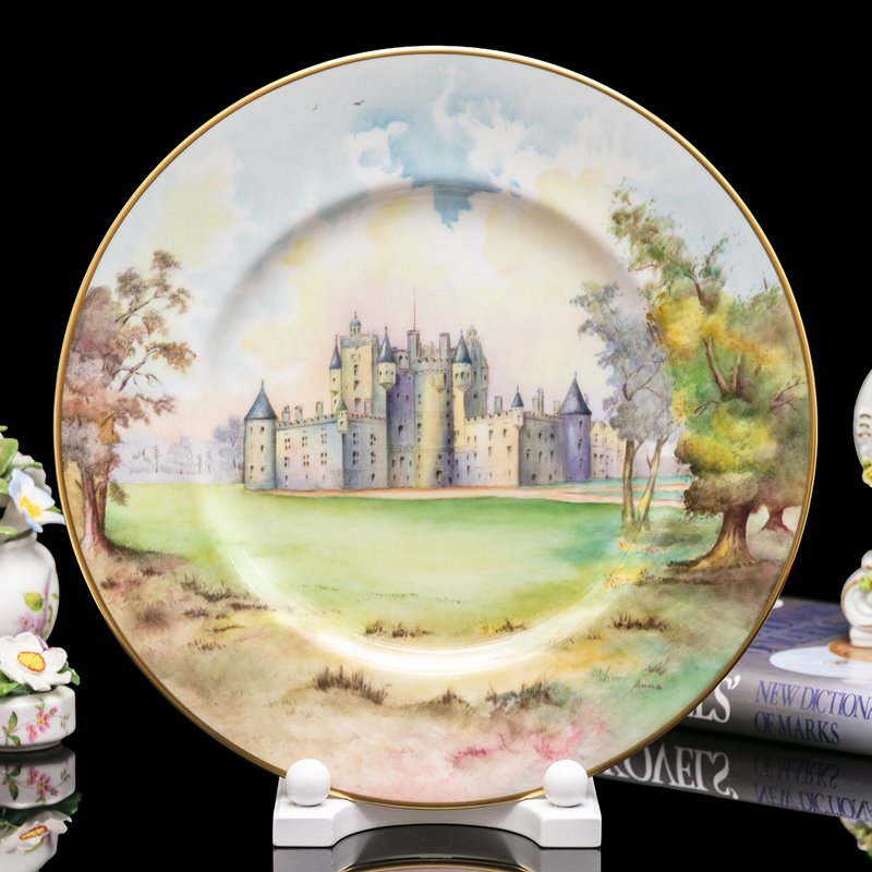 英国制Minton全手绘如诗童话格拉米斯城堡骨瓷挂盘稀有艺术收藏盘 - 摆饰 - 瓷 