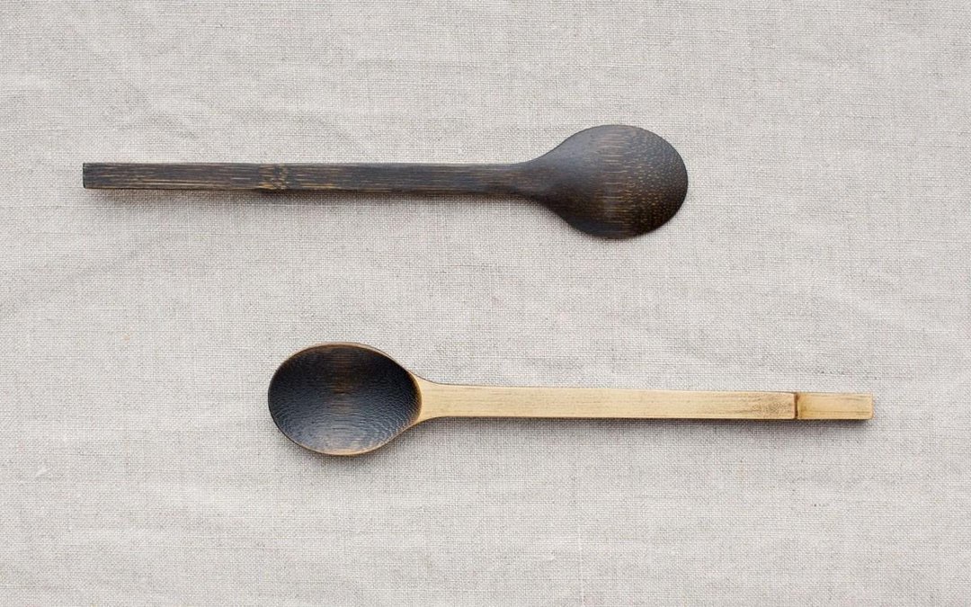 Small bamboo spoon wiping lacquer black lacquer - 筷子/筷架 - 木头 黑色