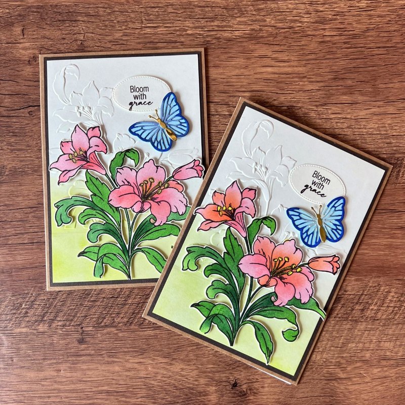 Bloom with grace 蝴蝶 花 多用途卡 - 卡片/明信片 - 纸 多色