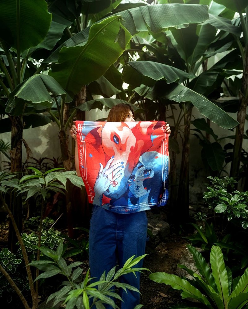 WHAT THE LAND × AAFK collaborated scarf / Bandana Large - 丝巾 - 棉．麻 