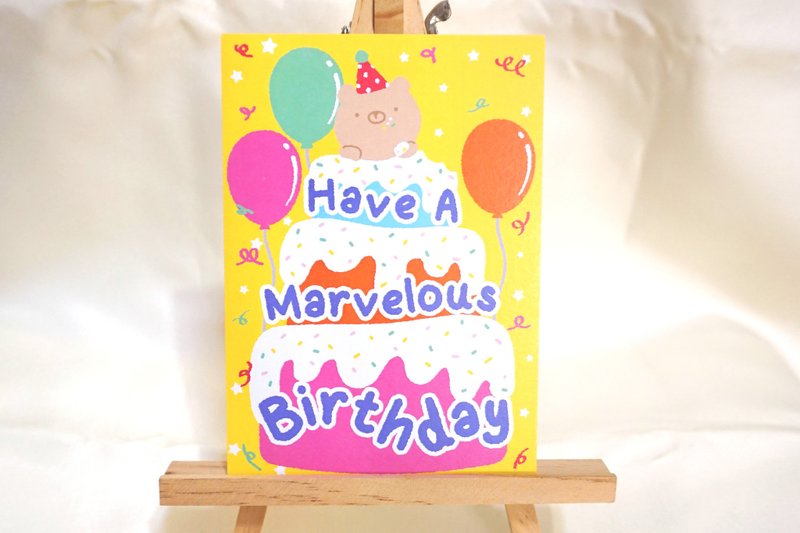 Healing Kuma Collection治愈小熊生日快乐明信片 - 卡片/明信片 - 纸 多色