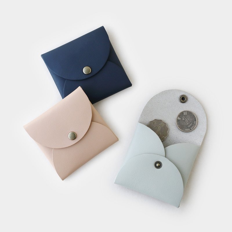 圆形零钱包：浅灰色 - 零钱包 - 真皮 灰色