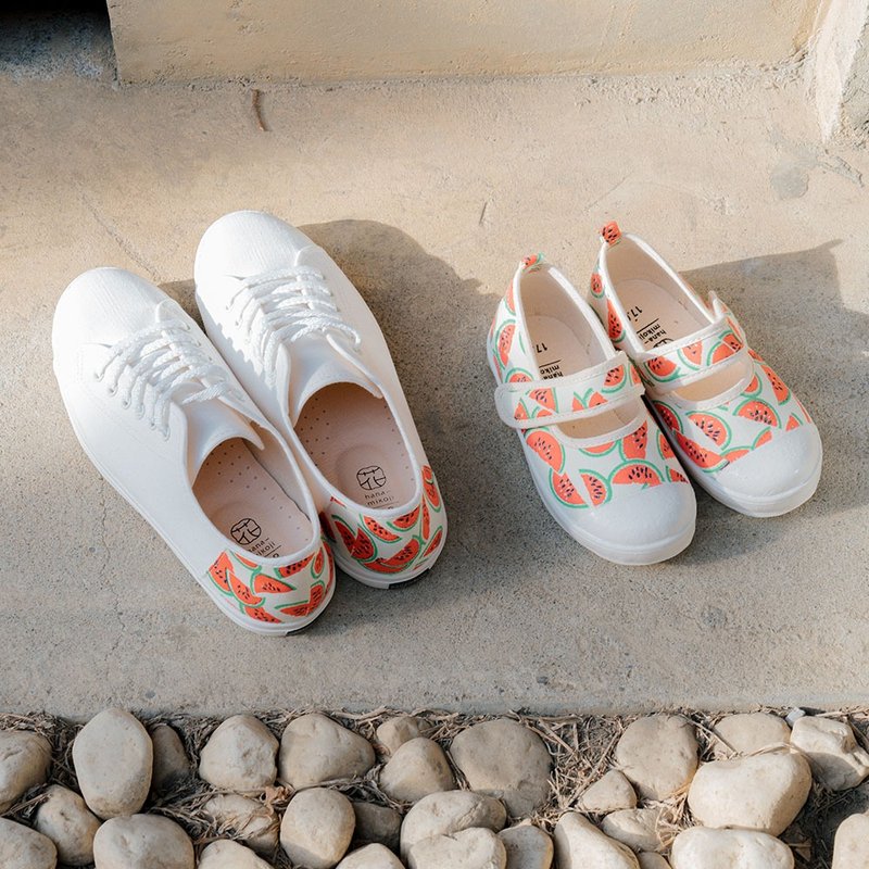 妈妈小孩一起穿【可爱西瓜亲子鞋】妈妈鞋 童鞋 旅行 交换礼物 - 童装鞋 - 棉．麻 多色