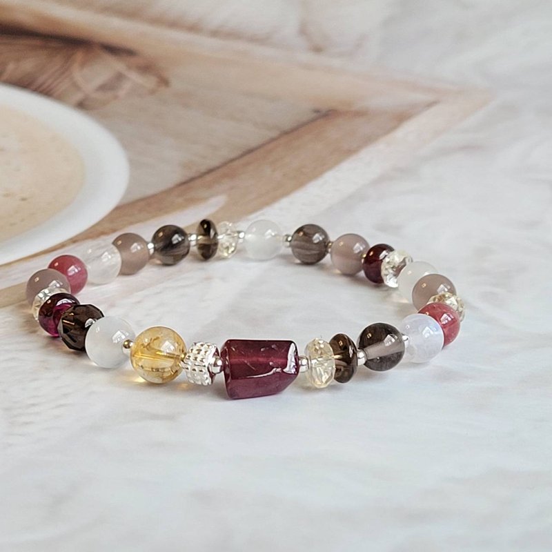 桃花/招财/贵人/旺运~石榴石/碧玺/黄水晶/月光石/紫玉髓手链 - 手链/手环 - 水晶 