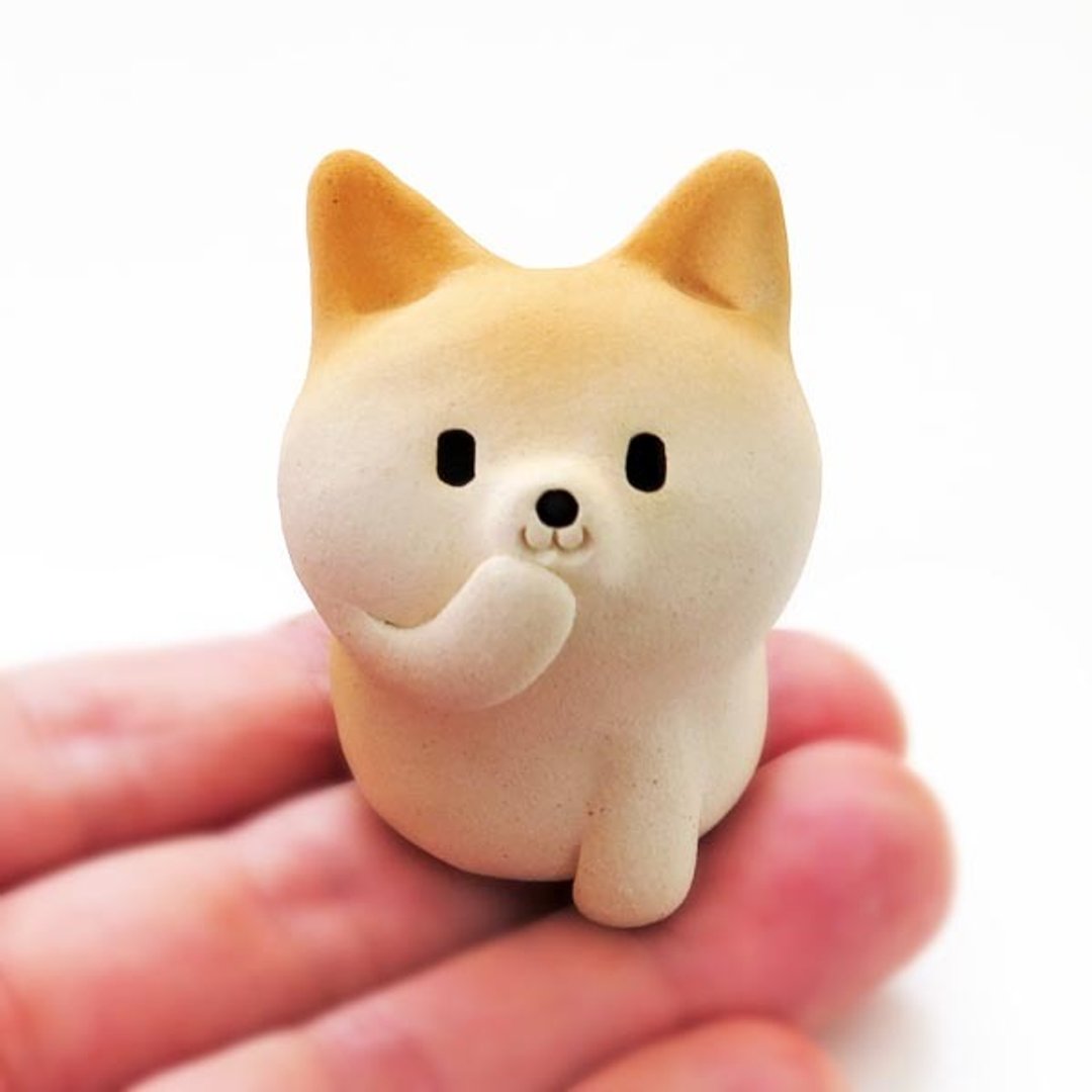 Shiba Inu figurine of Ceramics "A smile small shiba" - 摆饰 - 陶 橘色