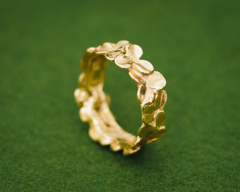 Four leaf clover ring - Gold three and four leaf clovers - Japanese design - 戒指 - 银 金色