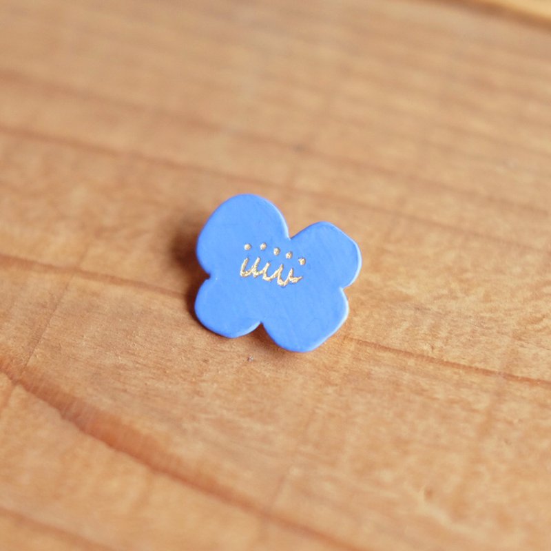 brass brooch kobana B011-4 - 胸针 - 其他金属 蓝色