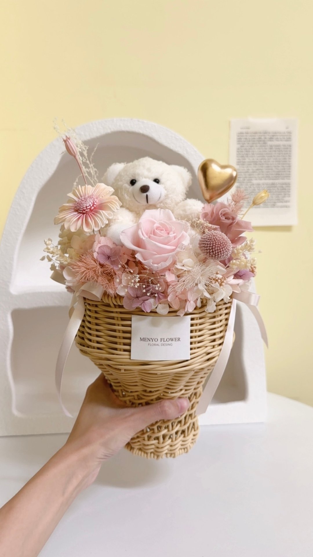 【新品】小熊甜筒花 甜筒花束 生日礼物 开幕花礼 交换礼物 - 干燥花/捧花 - 植物．花 
