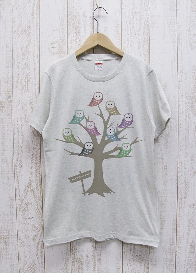 Men Fuku6 Tee Men Fukuro Tree Oatmeal / R008-T-OA - 中性连帽卫衣/T 恤 - 棉 白色
