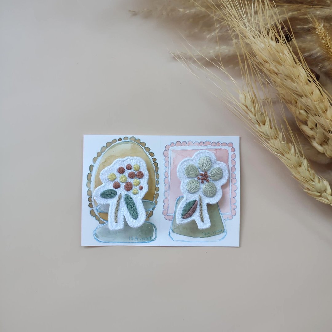 胸针 | 花朵 - 胸针 - 棉 多色