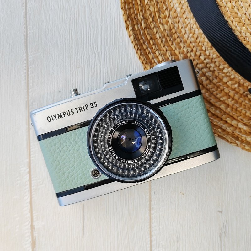 修复并测试 - 完全功能正常 | 奥林巴斯TRIP 35胶片相机 | 水绿色 - 相机 - 其他金属 绿色