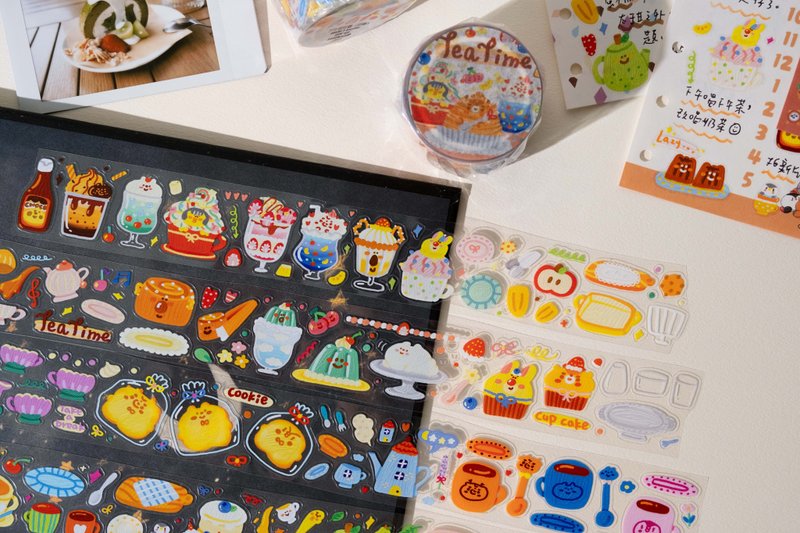 下午茶狂欢(3cm*5m)PET手帐贴纸卷 - 纸胶带 - 塑料 多色