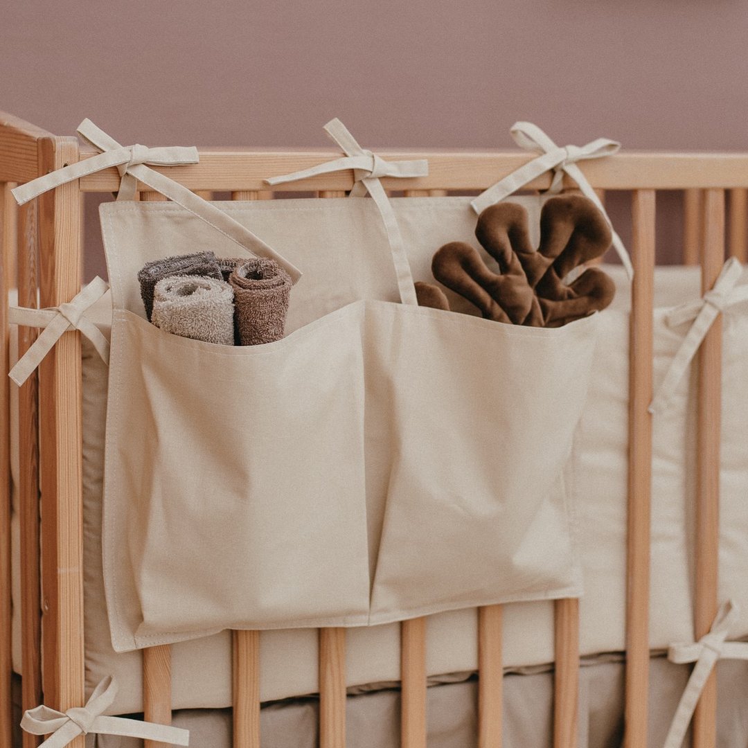Beige Color Baby Crib Pocket Organizer - 寝具 - 棉 卡其色