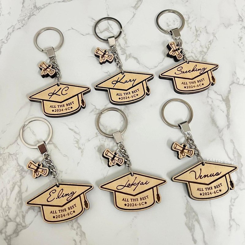 【香港制作】原木匙扣|木制匙扣|毕业礼物|定制钥匙圈|老师礼物 - 钥匙链/钥匙包 - 木头 