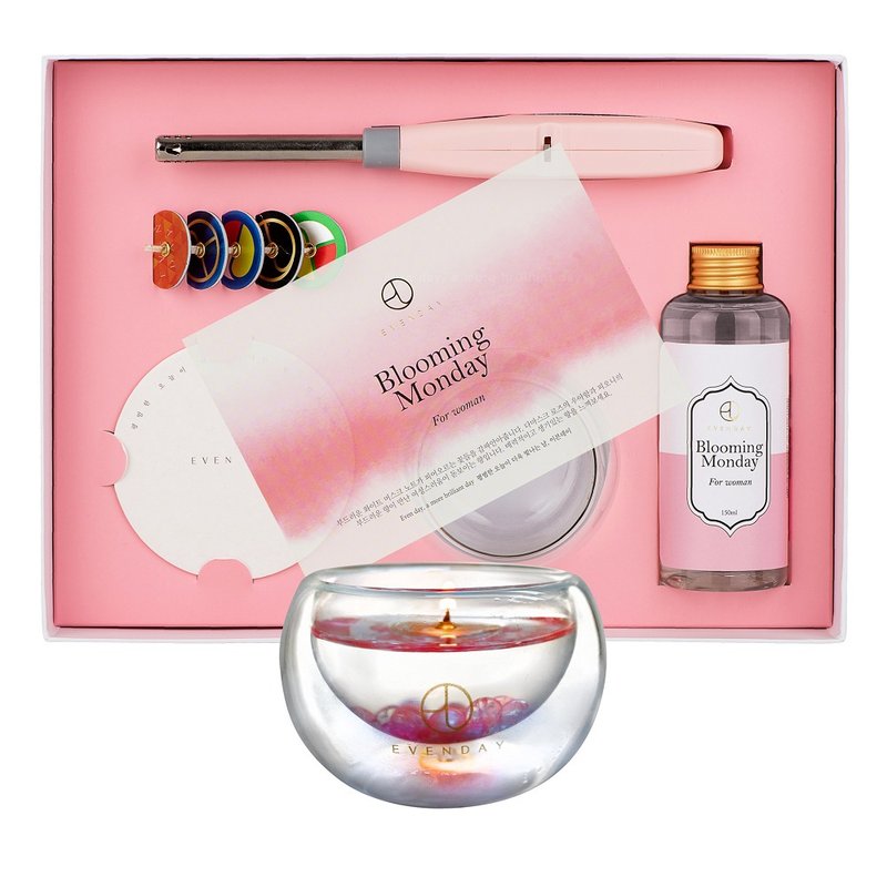 【韩国EVENDAY】 自然疗愈系 DIY香氛液体蜡烛礼盒 - 活力周一 - 蜡烛/香氛/手工皂 - 玻璃 粉红色