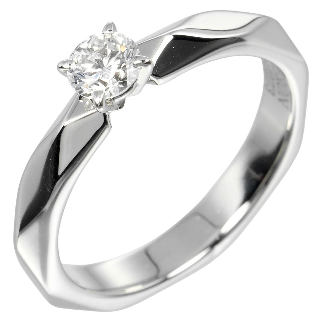 【日本直送】宝诗龙 Boucheron Facette Solitaire 6号 戒指 0.21克拉 VVS1/E/VG Pt950铂金 钻石【二手】 - 戒指 - 贵金属 银色