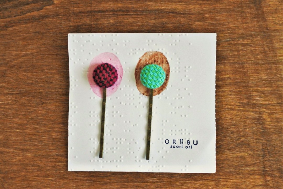 Walnut button of hairpin E - 发饰 - 棉 多色