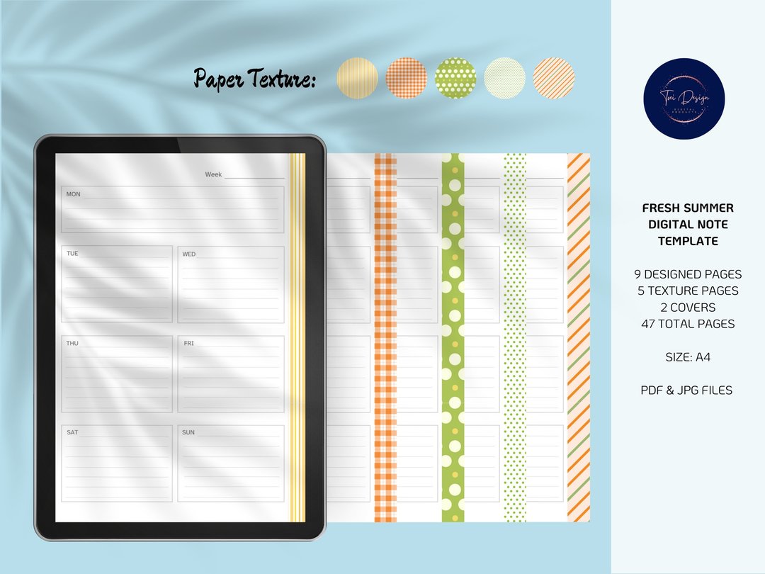 Fresh Summer Digital Note Template - 电子手帐及素材 - 其他材质 