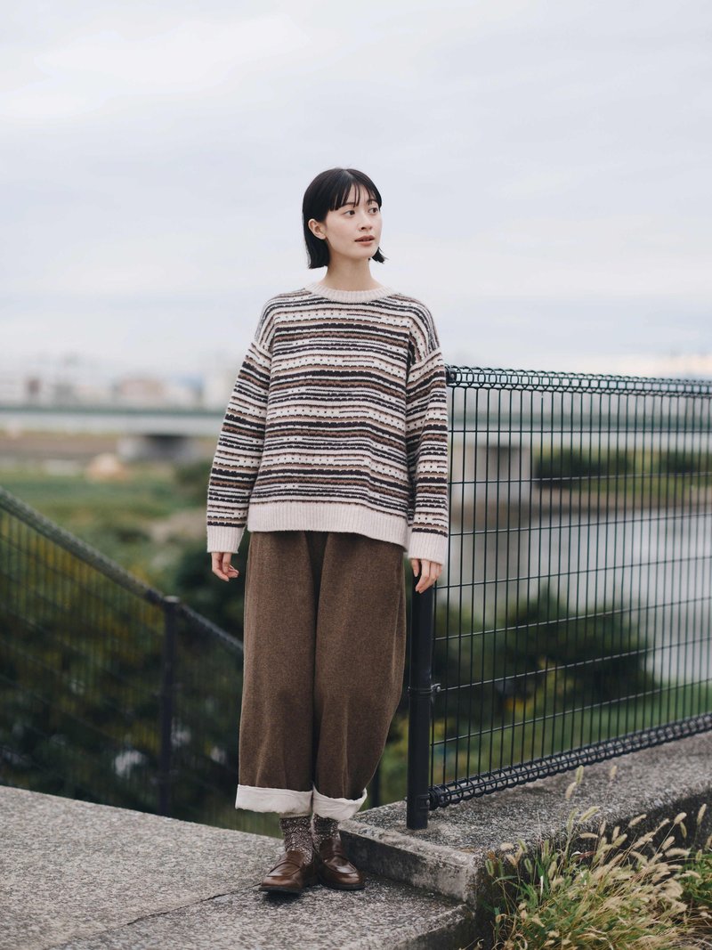 KOOW复古混色羊毛提花毛衣 日系松软全羊毛套头衫 - 女装针织衫/毛衣 - 羊毛 