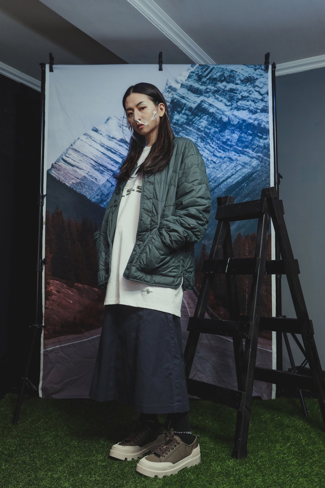 .67ARROW 4S_DOUBLE-SIDE PADDED JACKET_复古无领铺棉外套 双面 - 男装外套 - 棉．麻 绿色