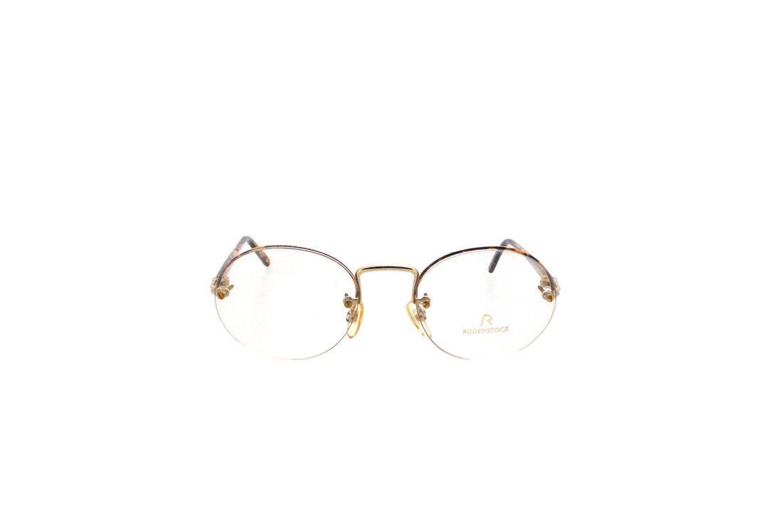 可加购平光/度数镜片 罗敦司得 Rodenstock R0841 D 80年代德国制古董眼镜 - 眼镜/眼镜框 - 其他金属 卡其色