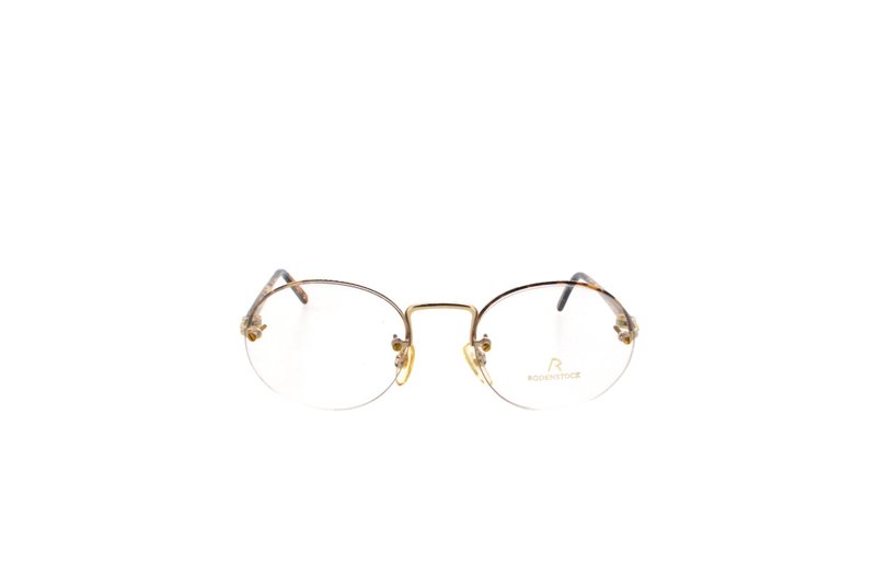 可加购平光/度数镜片 罗敦司得 Rodenstock R0841 D 80年代德国制古董眼镜 - 眼镜/眼镜框 - 其他金属 卡其色