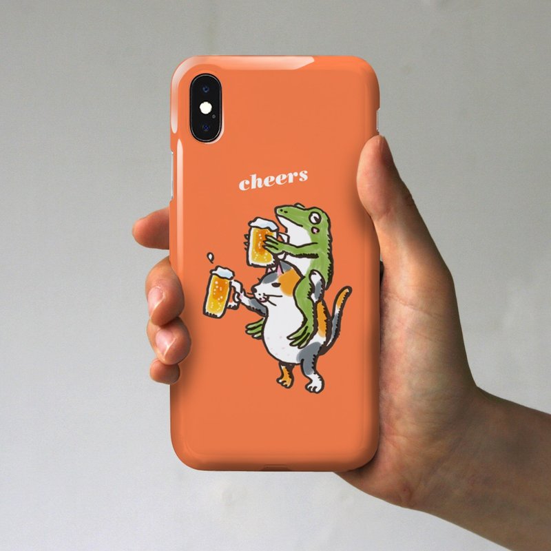 Smartphone case Cat and blue frog toast orange - 手机壳/手机套 - 塑料 橘色