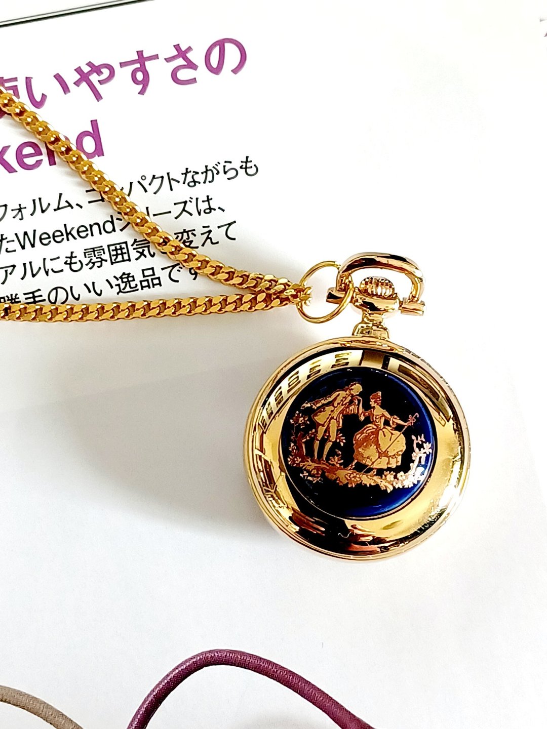 vintage jewelry  法国利摩日Limoges  石英怀表 项链 - 项链 - 其他金属 
