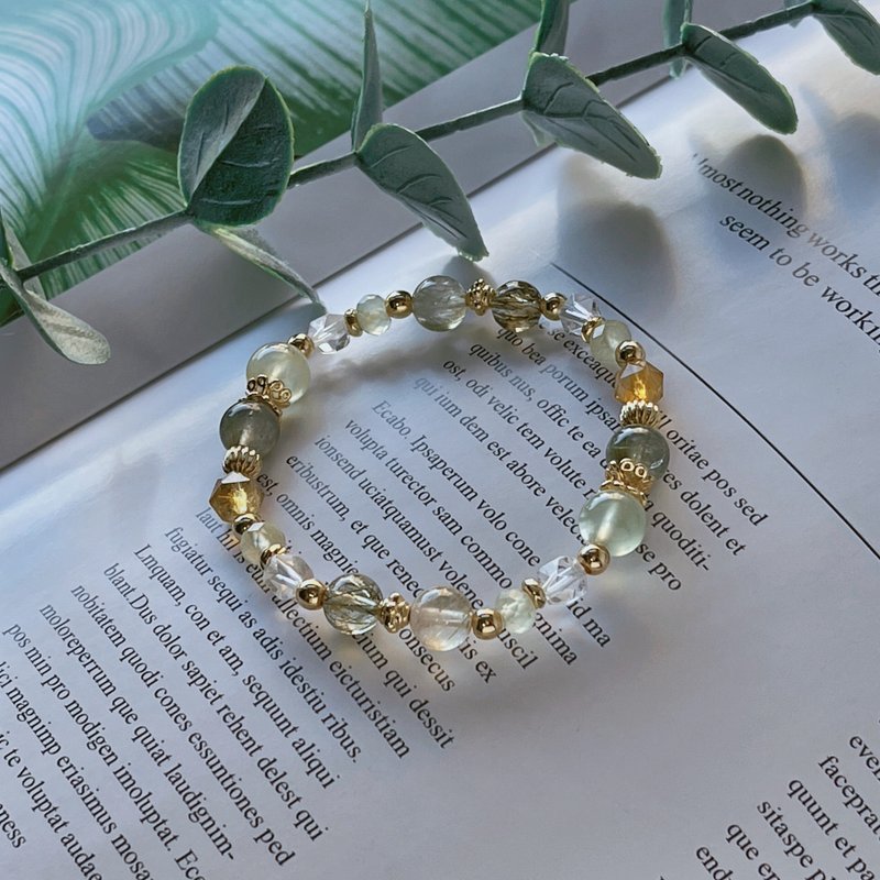 鹿柴丨葡萄石+绿兔毛丨提升财运、事业运丨定制化天然水晶手链 - 手链/手环 - 水晶 绿色