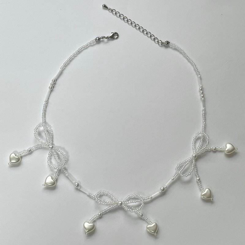 串珠项链 串珠 缎带 缎带项链 闪亮 珍珠爱心 串珠饰品 项链 透明饰品 - 项链 - 其他材质 