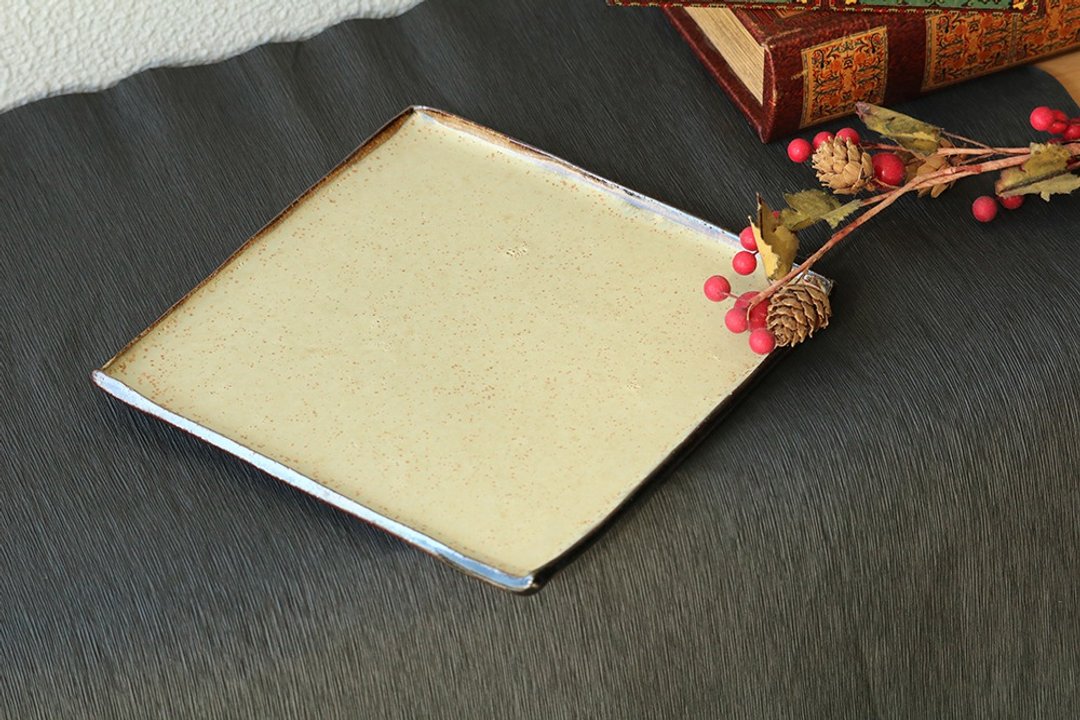 Kajiwara Yoshiharu Uno Group 方盘 陶瓷作品 个人陶 - 碗 - 陶 卡其色