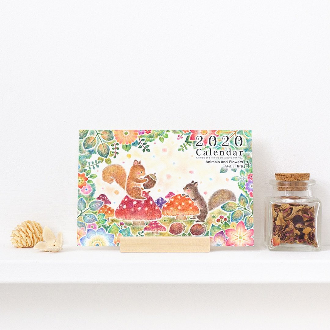 2020 desk calendar "animals and flowers" CA-A6Y20 - 年历/台历 - 纸 多色