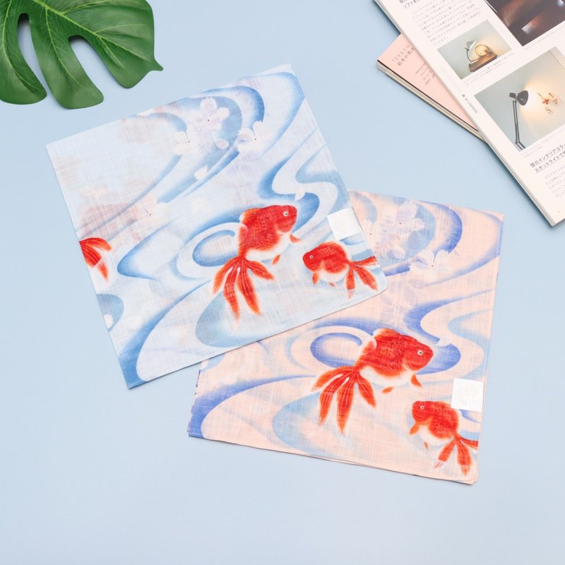 京都手帕 -大正浪漫系列-金鱼 - 手帕/方巾 - 棉．麻 