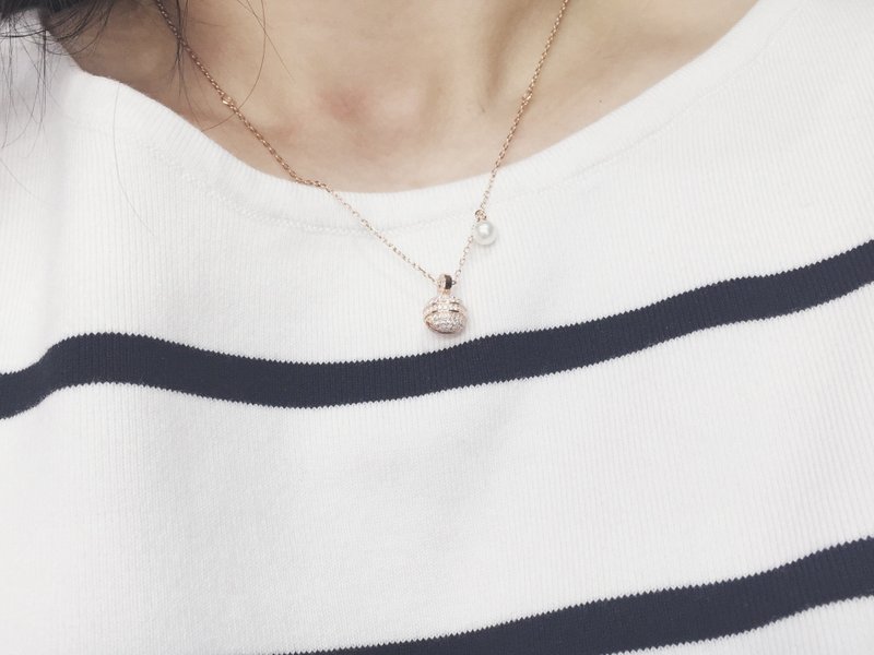 精緻小鈴鐺 珍珠項鏈 S925純銀鑲嵌 - 项链 - 其他金属 粉红色