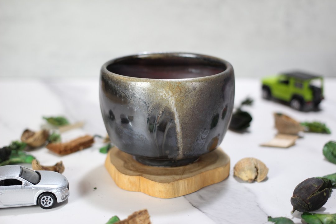 【送礼好物】290ml 柴烧 天目釉 手拉坯茶碗 茶杯 莺歌叶敏祥作 - 茶具/茶杯 - 瓷 