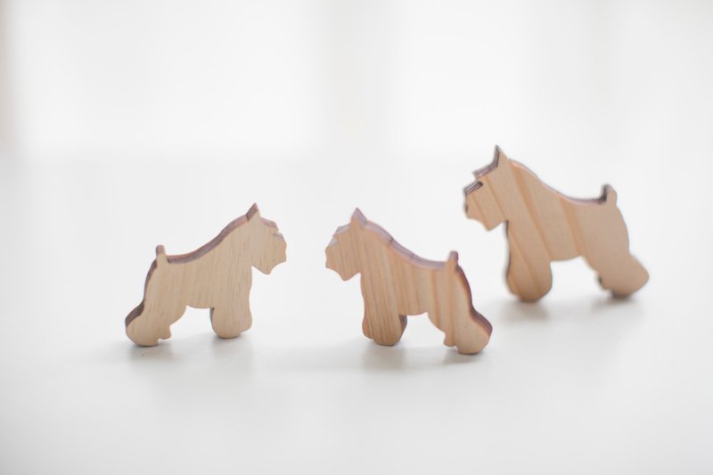 定制化姓名礼物白木/美桧原木浅色造型木片 - 雪纳瑞 - 钥匙链/钥匙包 - 木头 橘色