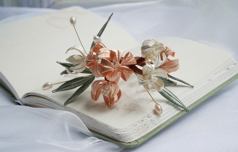 桂花  缠花发钗发饰配饰发簪发夹旗袍古风汉服新中式  可定制改色 - 发饰 - 绣线 橘色