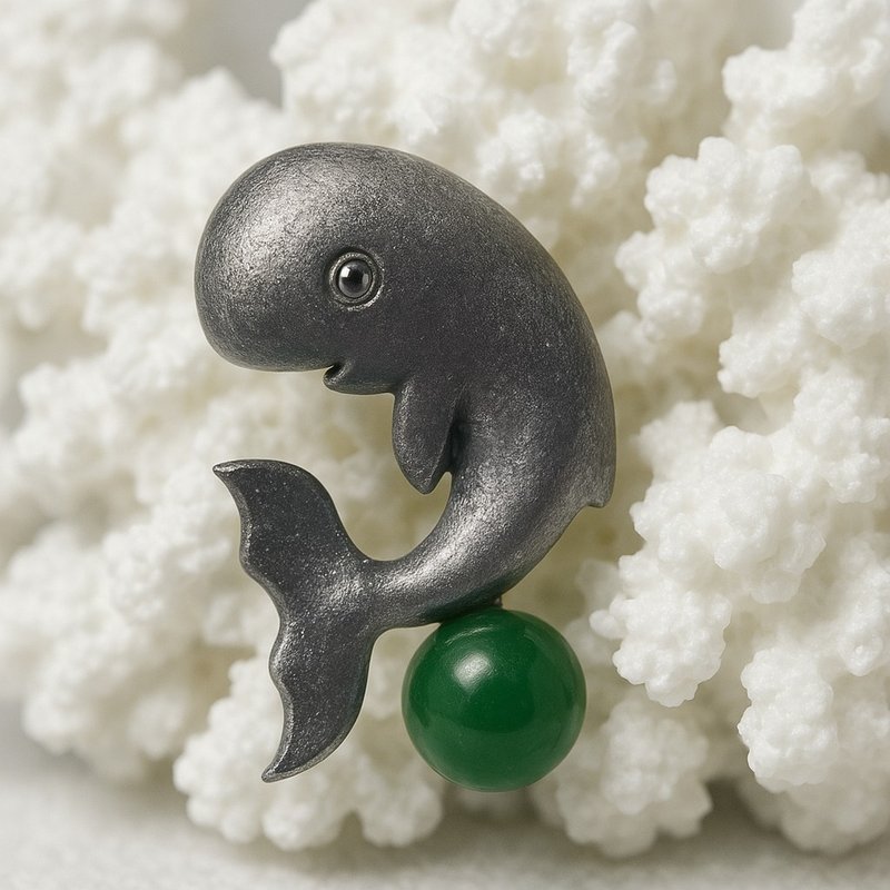 抹香 玉 坠子 天然碧玉 6mm珠 925 纯银项链 生日 母亲节 礼物 - 项链 - 玉石 绿色