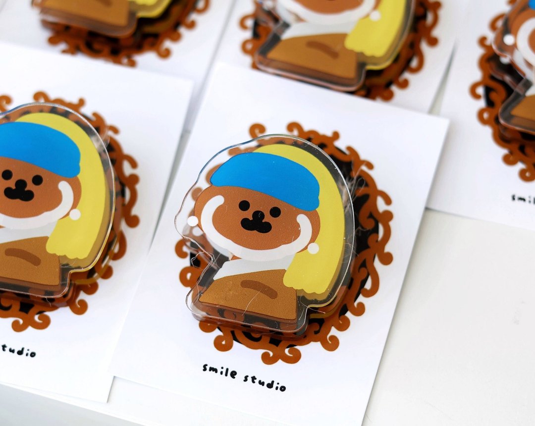 Rice Cake Puppy 珍珠耳环造型 双面 Memo 夹子 - 文件夹/资料夹 - 塑料 