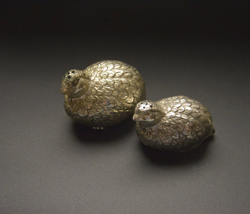 德国早期旧货 小鸟椒盐罐 糖罐 一组(两入) - 调味罐/酱料瓶 - 其他金属 灰色