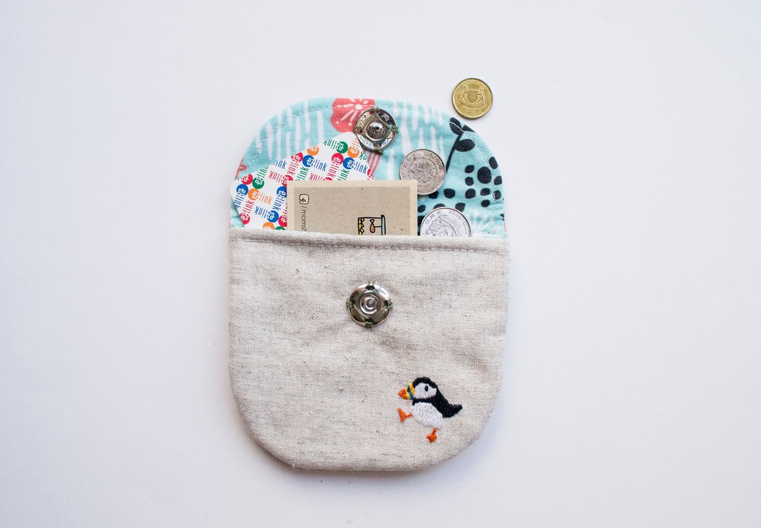 海雀 Puffin or 青蛙 Frog Embroidered Linen Wee Pouch - 其他 - 棉 多色