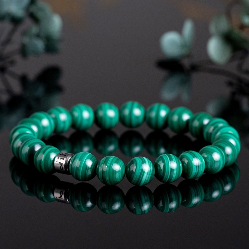 孔雀石 | 天然能量手串 | 8.0-9.0mm - 手链/手环 - 水晶 绿色