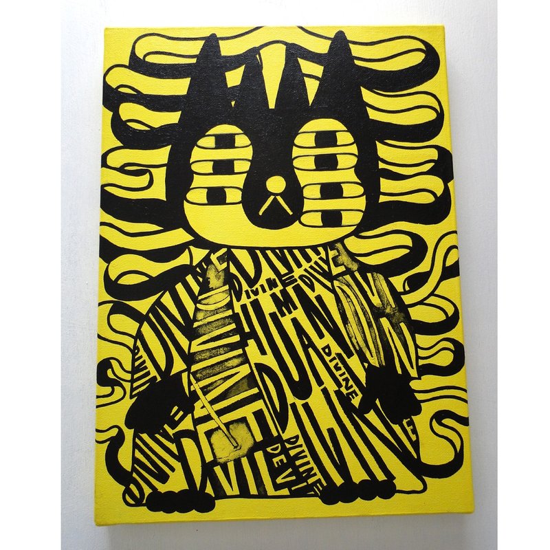 七眼猫涂鸦艺术原创绘画画布绘画怪物 - 海报/装饰画/版画 - 颜料 黄色