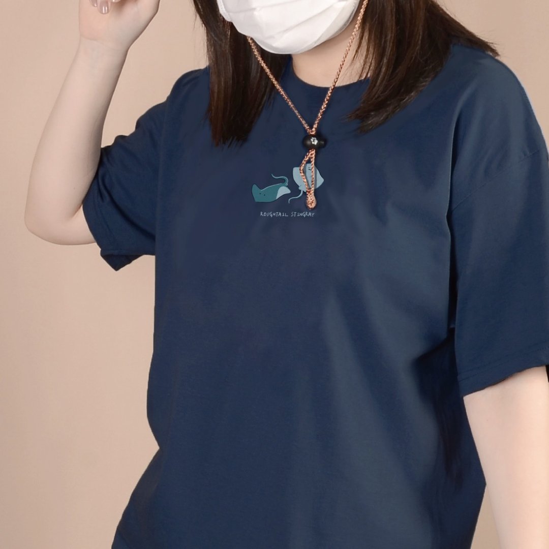濒危动物 T 恤－粗尾魟 (含小孩 130cm) - 女装 T 恤 - 棉 