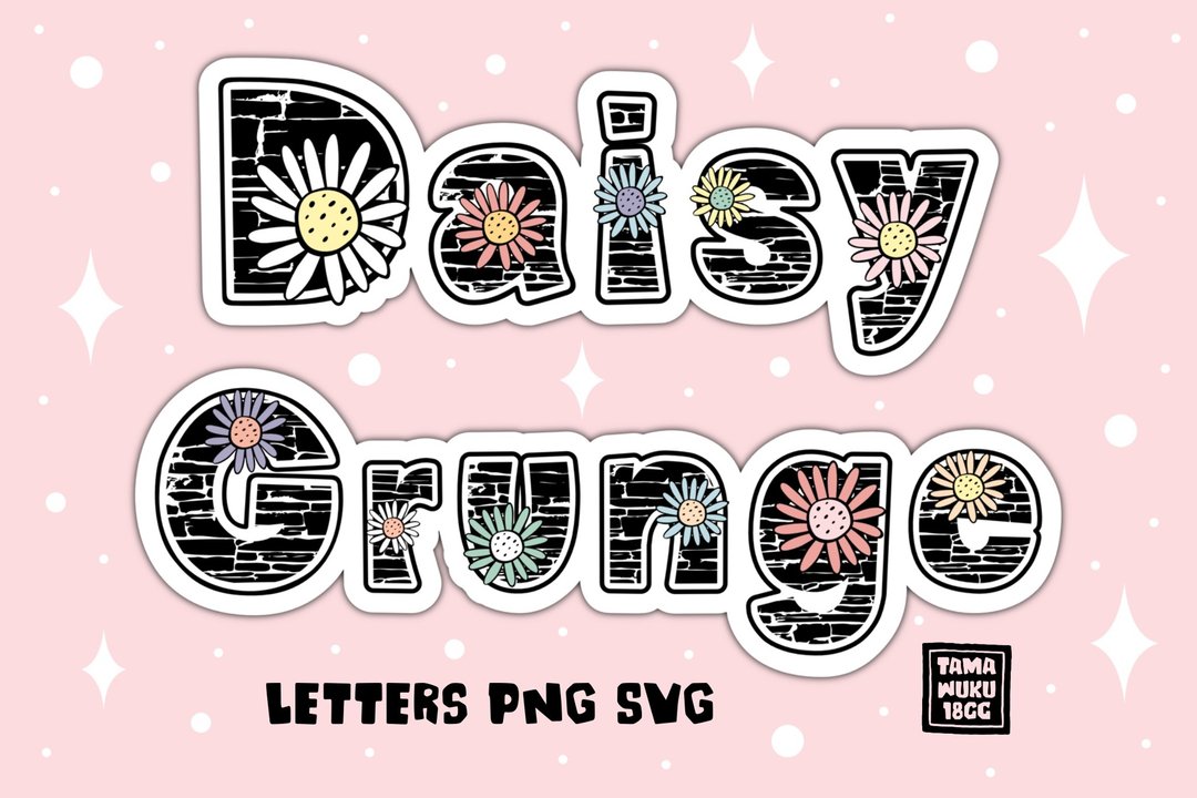 雏菊 Grunge 字母 PNG SVG - 其他数码商品 - 其他材质 
