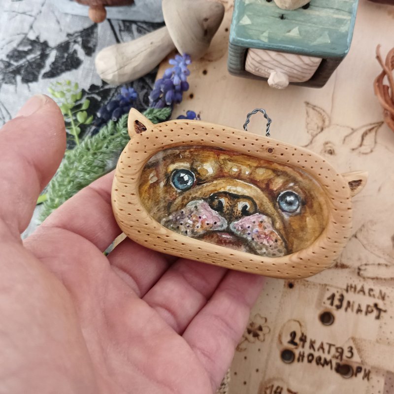 狗脸的原始水彩画 - 墙贴/壁贴 - 木头 