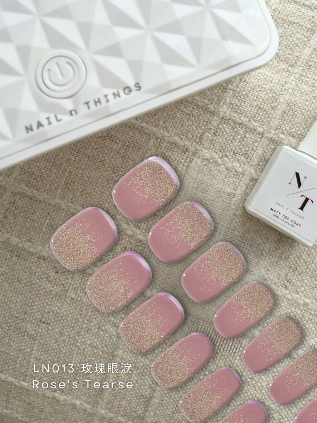 玫瑰眼泪 Rose's Tears LN013 -单色光疗凝胶指甲贴 需照灯 - 指甲油/指甲贴 - 橡胶 粉红色