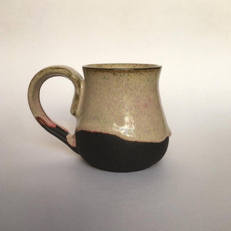 Rose, vanilla and black glazed stoneware mug - 咖啡杯/马克杯 - 陶 多色
