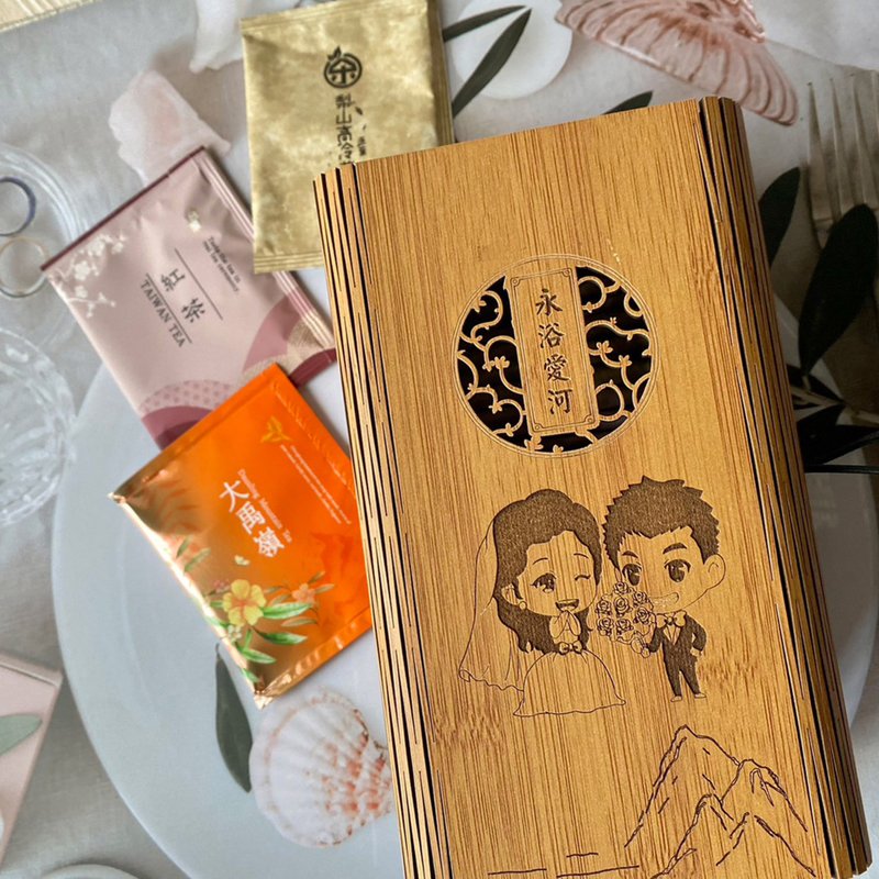 婚礼小物 | 茶包 | 新郎新娘 |送礼好物 - 茶 - 竹 咖啡色